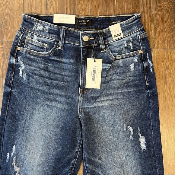 🆕 Judy blue Albany, high-rise, distressed crop wide leg Jean SZ 7/28 - Picture 5 of 8